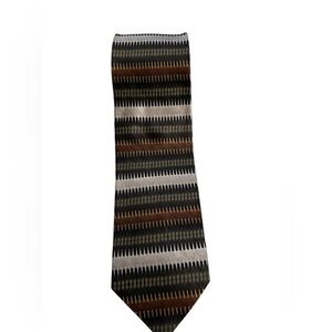 Giorgio Brutini Silk Geometric Striped Tie in Black Brown Gold